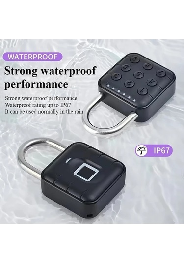 Meridiangoods Akıllı Parmak İzi Kilit Metal Gövde Ip67 Su Geçirmez Pilsiz Bagaj Kiliti