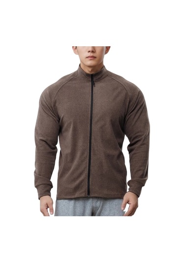 Edwardest Erkekler İçin Çift Taraflı Polar Astarlı Dar Kesim Uzun Kollu Spor Ceket Gri