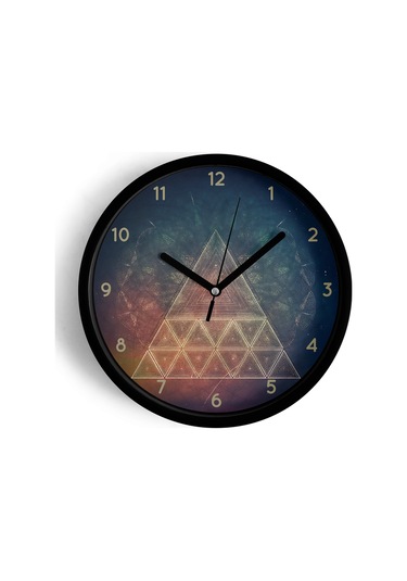 Kozmik Piramit Modern Tasarım Duvar Saati - 25cm - Önü Camlı Siyah Kasa - Sessiz Mekanizma-jh0340 Siyah