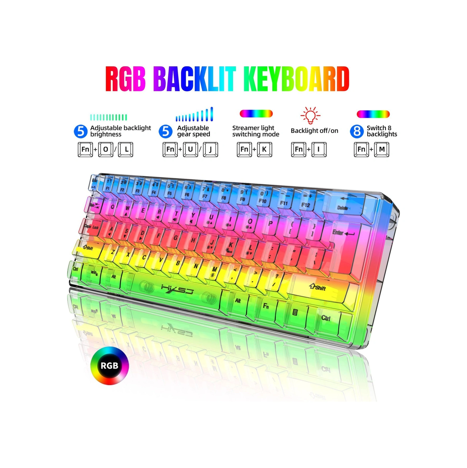 Sones Hxsj V700t 61 Tuşlu Kablolu Membran Rgb Arkadan Aydınlatmalı Mekanik Klavye