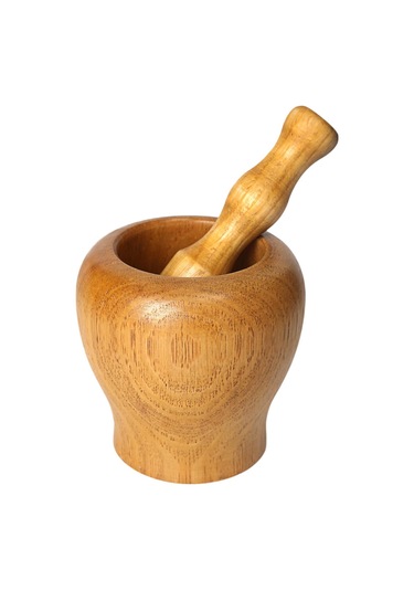 Homyl Ahşap Harç Ve Havaneli Set Manuel Sarımsak Minici Sos Açık Kahverengi