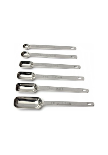 Sones 6'sı 1 Arada Kare Başlı Paslanmaz Çelik Ölçüm Kaşığı Seti Basit Kavrulmuş Kahve Ölçüm Kaşığı