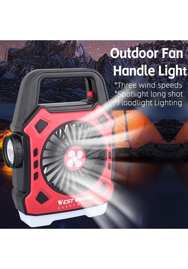 West Biking Çok Fonksiyonlu Kamp Fanı Açık Taşınabilir Işık Hızlı Kırmızı Kızıl