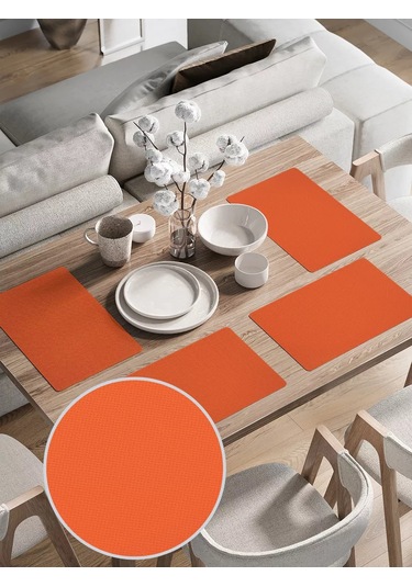 Joyarty Klasik Bez Desenli Servis Takımı Yerleri 30x46 Cm 135666096 Turuncu