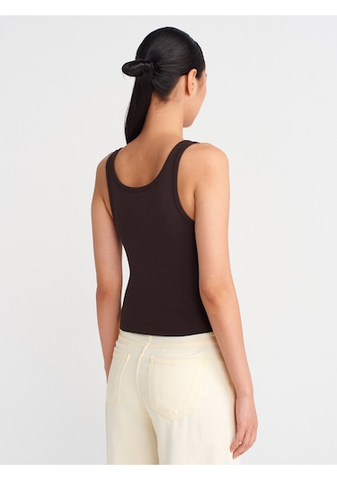 Dilvin 21158 Düğmeli Askılı Top-koyu Kahve Koyu Kahve