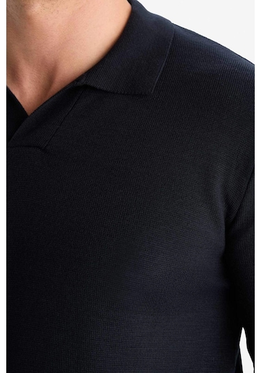 Defacto Standart Fit Polo Yaka Triko Kazak D4046ax25wnnv64 Lacivert