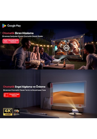 Vankyo Aurzen D1g Android Google Tv 4k Destekli Projeksiyon Cihazı +hdr10+auto Focus+auto Keystone+6g Wifi+6.1bt+dolby Ses Sistemi - Ps5/ps4/xbox