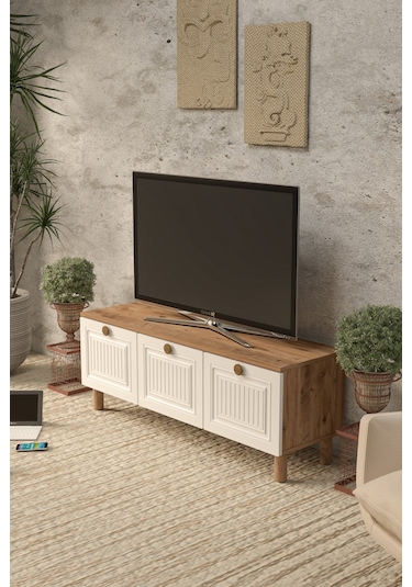 Bohem 135 Cm Mdf Kapak Tv Ünitesi Ceviz - Beyaz