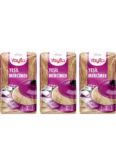 Yayla Yeşil Mercimek 1 Kg 3 Lü