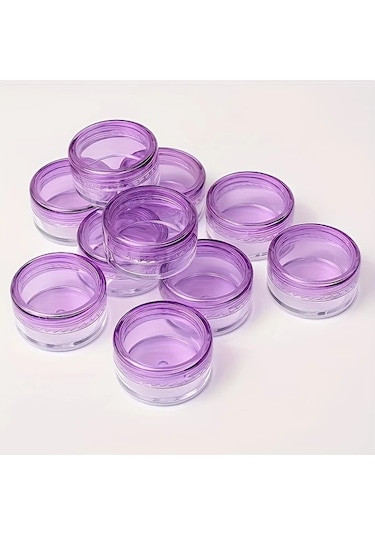 Dashanshop Mor Kapaklı 10/30lu Sızdırmaz Plastik Kozmetik Kavanoz - Krem Saklama