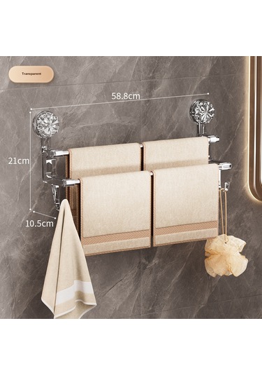 Reedark Banyo İçin Çift Çubuklu Süksiyonlu Havlu Rafı, Islak-kuru Havlu Depolama, Halka Takımı İle Modern Mükemmel Organizasyon Şeffaf Uzun Tip Diğer