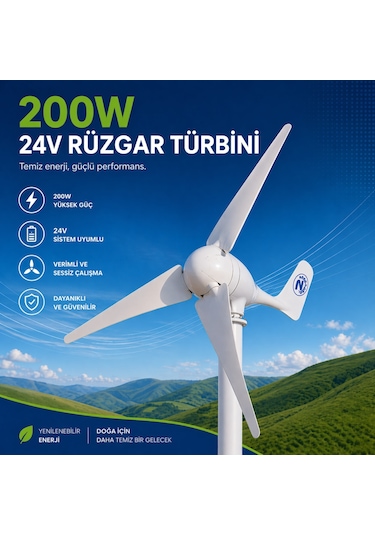 200W-24V Rüzgar Türbini+Şarz Kontrol Cihazı