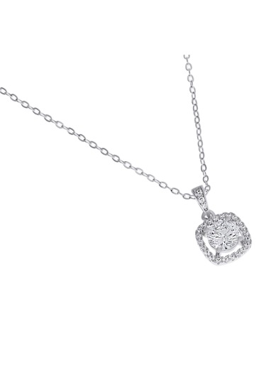 Kadın Kare Çerçeveli Gümüş Kolye Silver