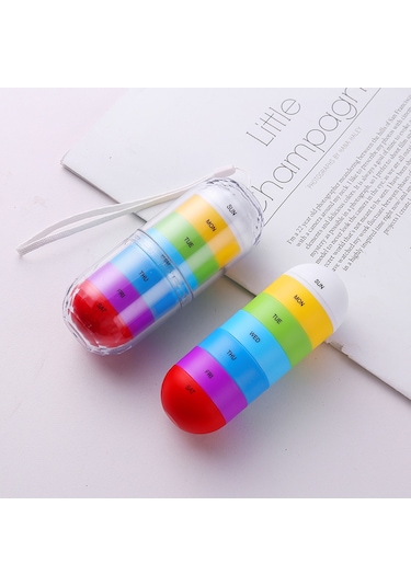 Haftalık Hap Organizatör 7 Gün Hap Kutusu Fincan Durumda Çok Renkli Diğer