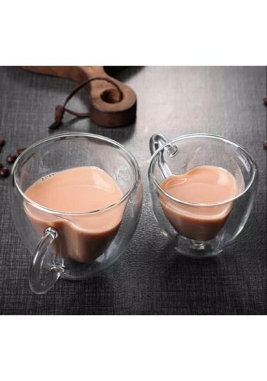 Kalp Şeklinde Cam Bardak Çok Renkli