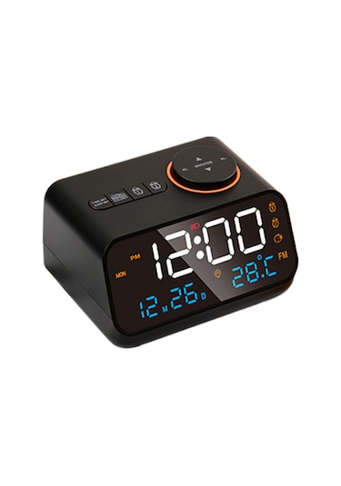 Büyük Led Ekranlı Dijital Çalar Saat 0-100% Dimmer Siyah