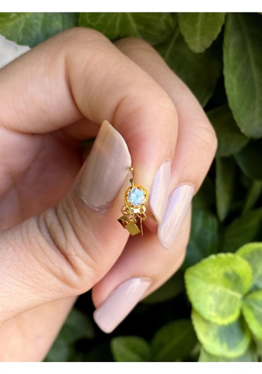 14 Ayar Altın Sallantılı Taşlı Halka Sıkıştırma Hızma Sarı