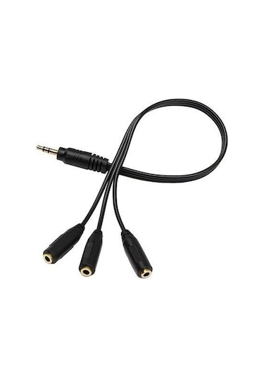 3'lü Stereo Çoklayıcı Ses Sistemi Kablosu 3 X 3.5 MM Dişi 1X E