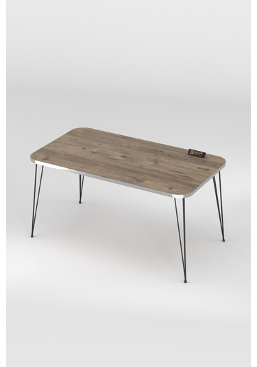 Orta Sehpa Kr Siyah Tel Ayak Gümüş Ceviz Ceviz