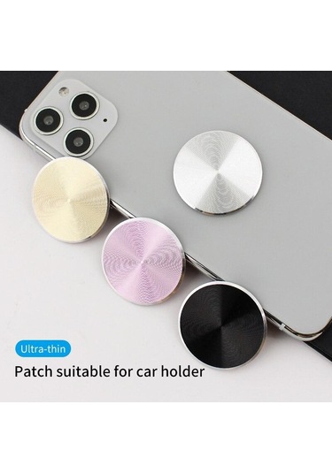 Altın Dairesel Evrensel Manyetik Telefon Araç Tutucu Metal Plaka Etiket Ultra Ince Demir Sac Alçı Güçlü Mıknatıs Standı Filmi