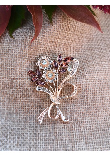 Villovatik Altın Çiçek Buketi Broş 222840793 Altın Rengi