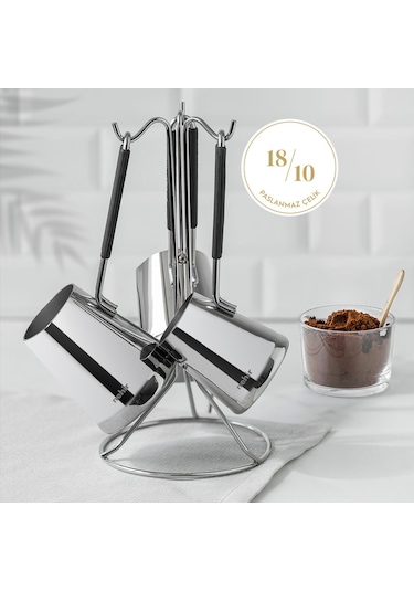 Nehir Everest 4 Parça Standlı Paslanmaz Çelik Cezve Seti