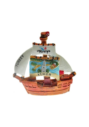 Hdmarketim Antalya Kemer Temalı Dekoratif Polyester Gemi Biblo 5923
