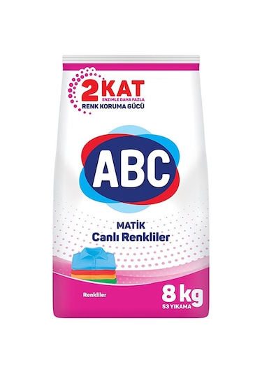 ABC Matik Toz Çamaşır Deterjan Renkliler İçin 53 Yıkama 8 KG