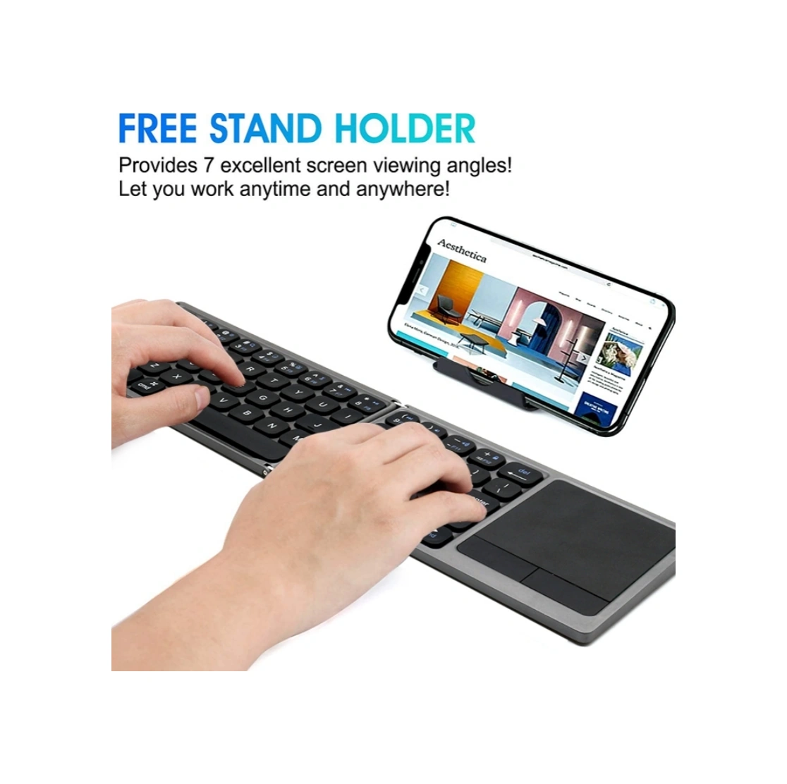 Sones Fk328t Cep Telefonu Tablet Dizüstü Bilgisayar Kablosuz Bluetooth Klavye Taşınabilir 3 Katlı Klavye