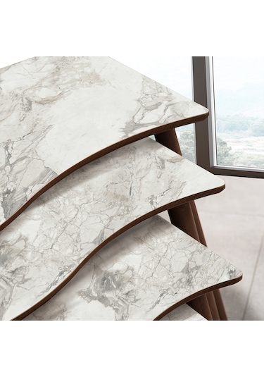 Vovvahome Salsa 4lü Mdf Ahşap Zigon Sehpa Ve Orta Sehpa - Beyaz