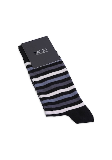 Gri Pamuklu Çizgili Soket Çorap 17142024a006 007 Antrasit - Bordo