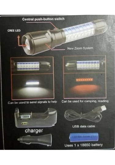 Kenpazar Gold Silver Gs-9880 Zoomlu Şarjlı Işıldak El Feneri