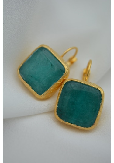Stoneage Jade Taşli El Yapimi Küpe Altın