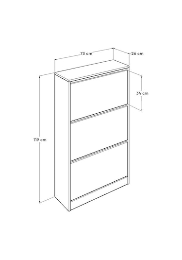 Flat Duo 3 Katlı Geniş Ayakkabılık Dolabı - Beyaz