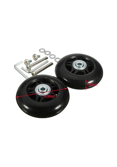 Suntek 2x Bagaj Bavul Tekerlekleri Esnek Aşınmaya 43mmx18mm 43mmx18mm Çok Renkli