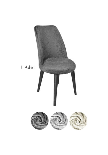 StarMall Kadife Kumaş Oval Sandalye Kılıfı,sandalye Örtüsü 1 Adet Antrasit
