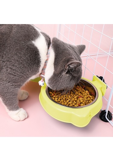 Cbtx Evcil Hayvan Mama Kasesi Köpek Kafesi Asılı Paslanmaz Çelik Sabit Kase Yeşil