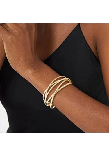 Geeroyoo Beş Çizgili Metal Delikli Bileklik - Altın Renk, Hafif Ve Şık Aksesuar Gold