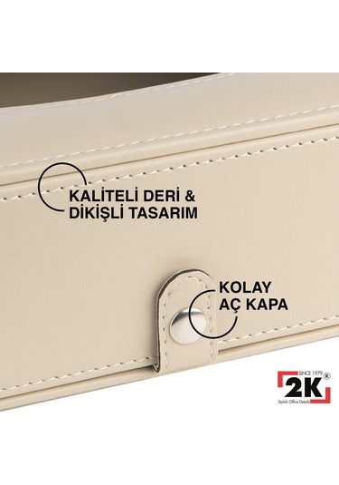 2k Suni Deri Peçetelik Mendil Kutusu 13 24 6 Cm. Bej Bej