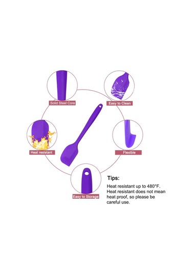 2li Mor Silikon Kaşık Spatula Yanmaz Yapışmaz Çizmez 27cm