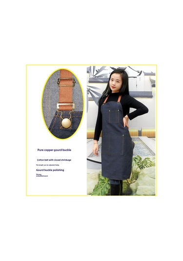 Mufunye Kahveye Ve Temizliğe Uygun Unisex Nordik Stil Tam Pamuk Dayanıklı Mavi Cerrahi Apron Kalebukluk Kanca Diğer