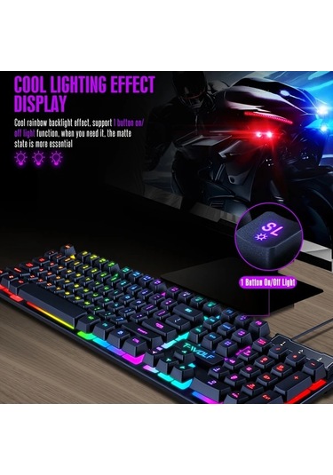 Techbloom Tf200 Ultra Ince Kablolu Klavye Ve Fare Kombosu Usb Tak Laptop Masaustu 104 Tus Rgb Aydinlatmali Ps4 Xbox Pc Mac Oyun Klavye Fare Seti Diğer