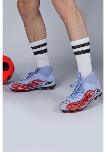 Jump 29676 Çoraplı Mor - Kırmızı Çim Halı Saha Krampon Futbol Ayakkabısı