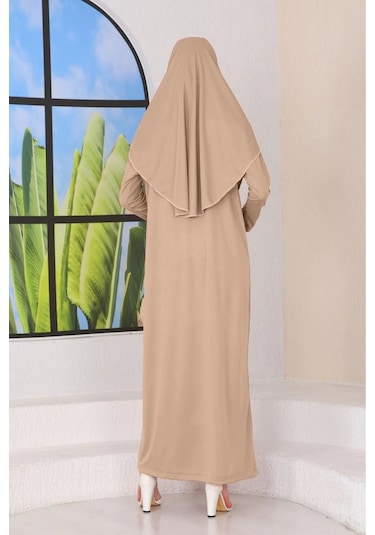 Tek Parça Namaz Elbisesi Vizon-20996 Gül Kurusu