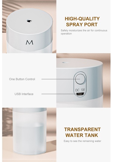 Ruicoo Beyaz Usb Nanover喷雾加湿器 2 Modlu 4-8 Saat Oturma Odası/ofis İçin, Otomatik Kapatma Ve 7 Renkli Led Işığı İle Nemlendirici