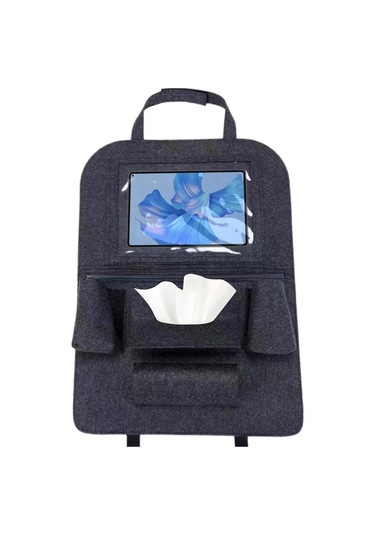 Glanz Araç Koltuk Arkası Organizer Koyu Gri Oto Tablet Telefon Tutucu Araba İçi Düzenleyici