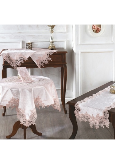 Royal Nazik Doria Kadife Oda Takımı 5Parça Kadife Pudra