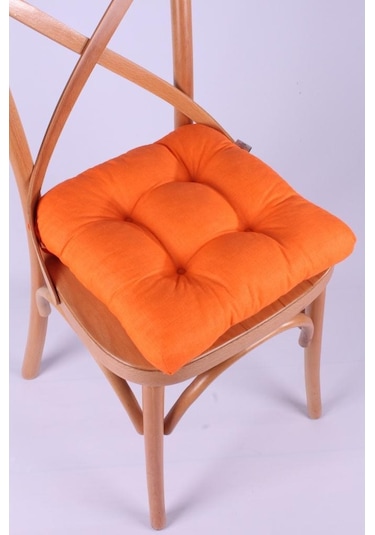 Altınpamuk Altınpamuk Lina Pofidik Turuncu Sandalye Minderi Özel Dikişli Bağ