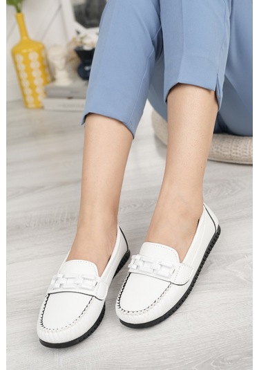 Khayt Fancy Casual Günlük Kadın Babet Ayakkabı Beyaz