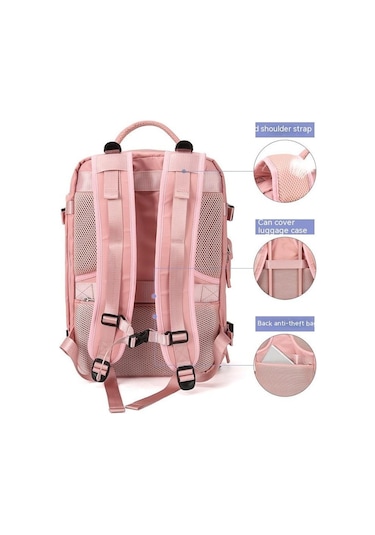 Seyahat Sırt Çantası Çok Bölmeli Sırt Çantası - Pembe